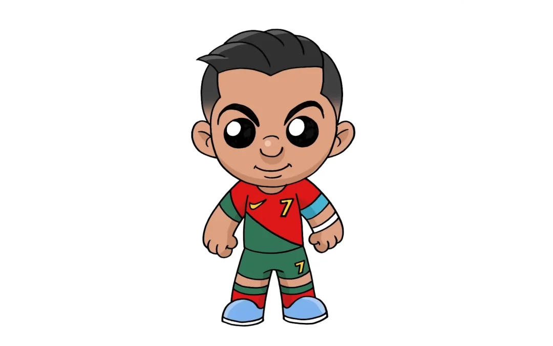 How to Draw and Color a Cartoon Illustration of Cristiano Ronaldo