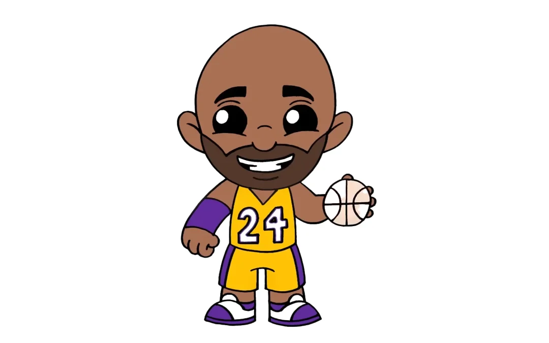 How to Draw and Color a Cartoon Illustration of Kobe Bryant